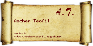 Ascher Teofil névjegykártya